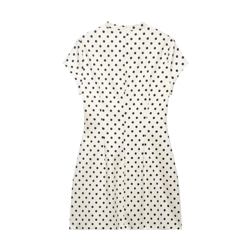 Cut Out Front Bow Tie Mini Dress, Women's Polka Dot Short Sleeve Bodycon Dress, Spring Summer Sexy Fashion Party Dress
