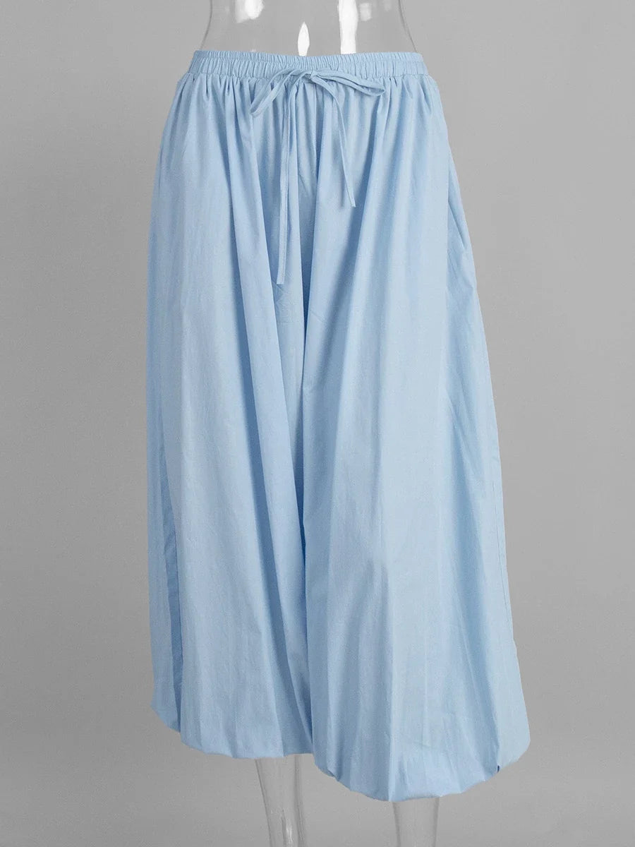 Bornladies Autumn Womens 100% Cotton Loose Lantern Style Wide Leg Pants Street Style Casual Lazy Pants Fashion Trousers